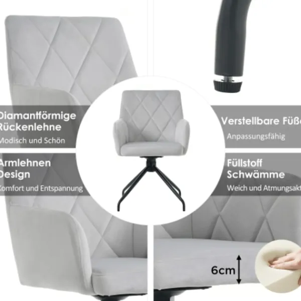 Matgrupper>Set med 4 360° svängbara matrumsstolar med ett grovt mönster, vadderad fåtölj med 4 metallben