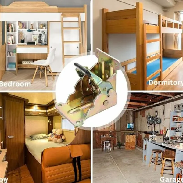 Balkongmöbler>Set med 4 fällbara gångjärn självlåsande plåtvikningsförlängningslås fällbara benkontakter för bordssängsoffa (guld)