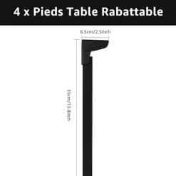 Soffbord>Set med 4 hopfällbara bordsben 35 cm, 90 graders hopfällbara bordsben, svarta hopfällbara soffbordsben för, A