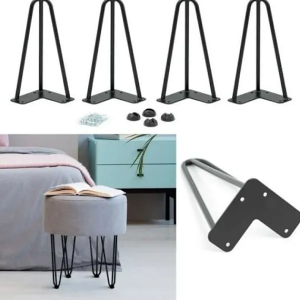 Småbord>Set med 4 hårnålsben 50 cm för svart industriell designbord
