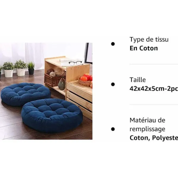 OCEAN Sittpuffar>Set med 2 Japanska Tjocka Bomulls Tatami Runda Tjocka Sittdynor