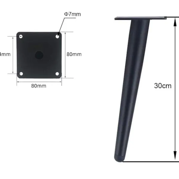 Småbord>Set med 4 lutande bordsben - Sneda avsmalnande 30 cm, svarta metallskåpsben, avsmalnande möbelben, tyst ersättning för soffa, bord och_OF