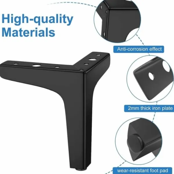 Skåp>Set med 4 möbelben, belastning upp till 600 kg, cm moderna metalltriangulära bordsben, hårnålsmöbelben för skåp, soffa, svart ( cm) cm 17 17