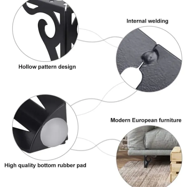 Småbord>Set med 4 moderna svarta metallmöbelben bordsben ersättning