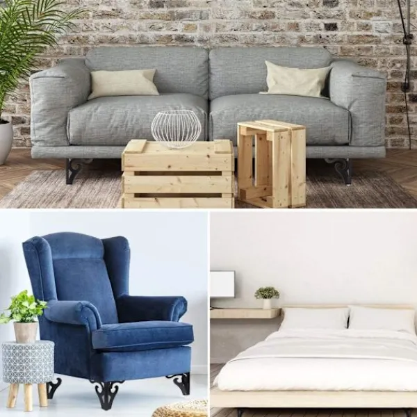 Småbord>Set med 4 moderna svarta metallmöbelben bordsben ersättning