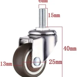 Stolar>Set med 4 st vridbara möbelhjul - M6 X 15mm - Med 25mm gänga - Mjukt gummi - Tpe-gänga - Mini möbelhjul (25mm)