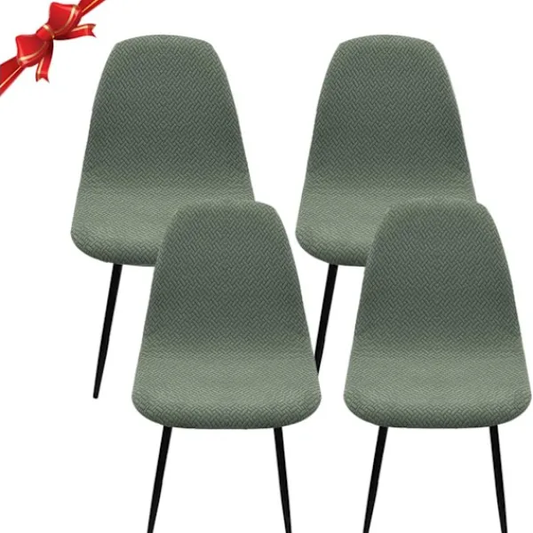 Stolar>Set med 4, Stretch Skandinaviska Stolsöverdrag för Matsalsstolar, Diagonal Jacquard Universal Elastiskt Stolsöverdrag för Heminredning, Turkos