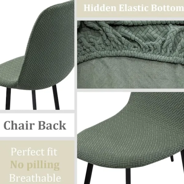 Stolar>Set med 4, Stretch Skandinaviska Stolsöverdrag för Matsalsstolar, Diagonal Jacquard Universal Elastiskt Stolsöverdrag för Heminredning, Turkos