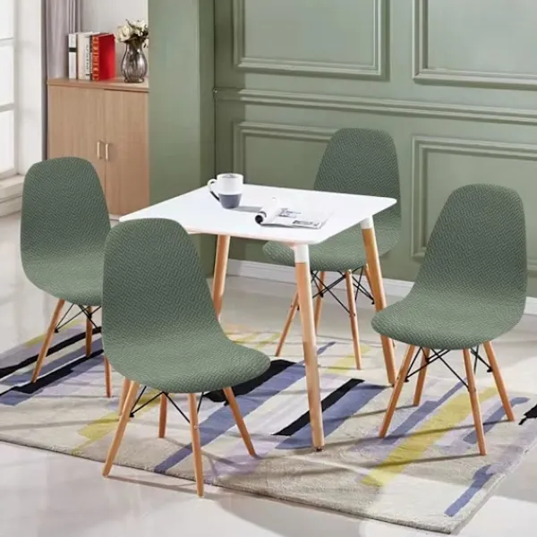 Stolar>Set med 4, Stretch Skandinaviska Stolsöverdrag för Matsalsstolar, Diagonal Jacquard Universal Elastiskt Stolsöverdrag för Heminredning, Turkos
