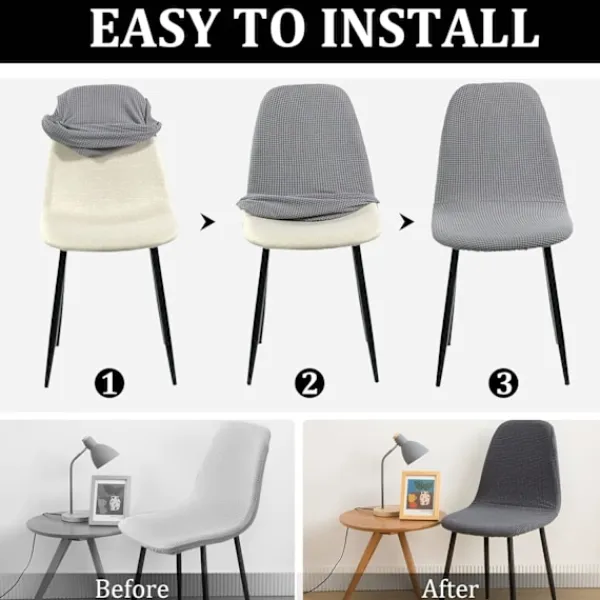 Stolar>Set med 4, Stretch Skandinaviska Stolsöverdrag för Matsalsstolar, Diagonal Jacquard Universal Elastiskt Stolsöverdrag för Heminredning, Turkos
