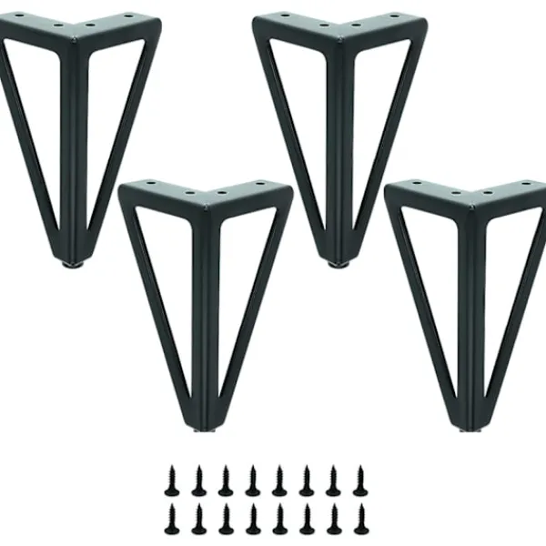 Soffbord>Set med 4 svarta metallbordsben - Utbytbara möbelben - för soffbord/TV/soffa/säng och andra möbelben - med skruvar.(15cm)