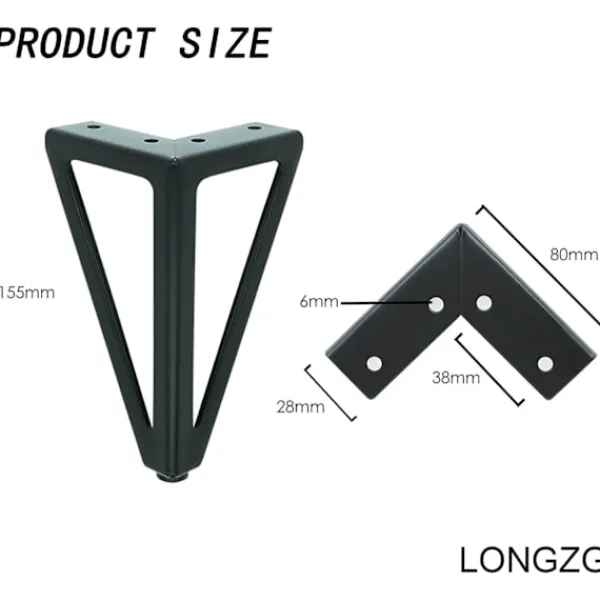 Soffbord>Set med 4 svarta metallbordsben - Utbytbara möbelben - för soffbord/TV/soffa/säng och andra möbelben - med skruvar.(15cm)