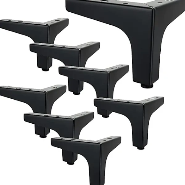 Soffor>Set med 8 svarta metalliska triangelsoffa möbelben, kraftiga moderna 4 tum