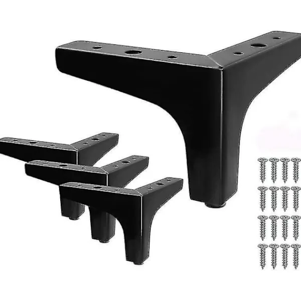 Sängar>Set med 4 svarta metalltriangel sängben DIY möbler soffben - 10cm