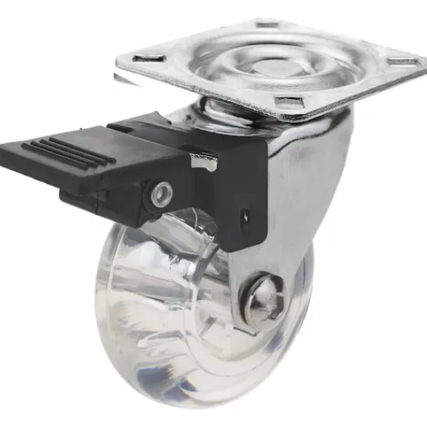 Balkongmöbler>Set med 4 svängbara hjul Industrihjul i polyuretan och transparent PVC med broms 75 mm