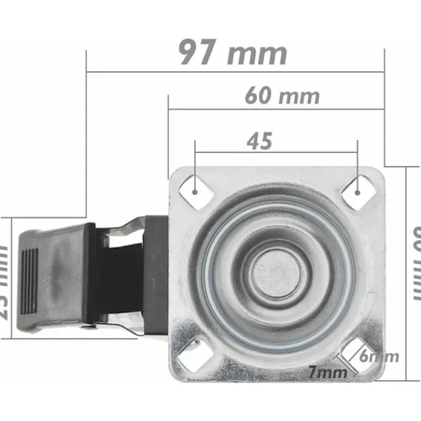 Balkongmöbler>Set med 4 svängbara hjul Industrihjul i polyuretan och transparent PVC med broms 75 mm