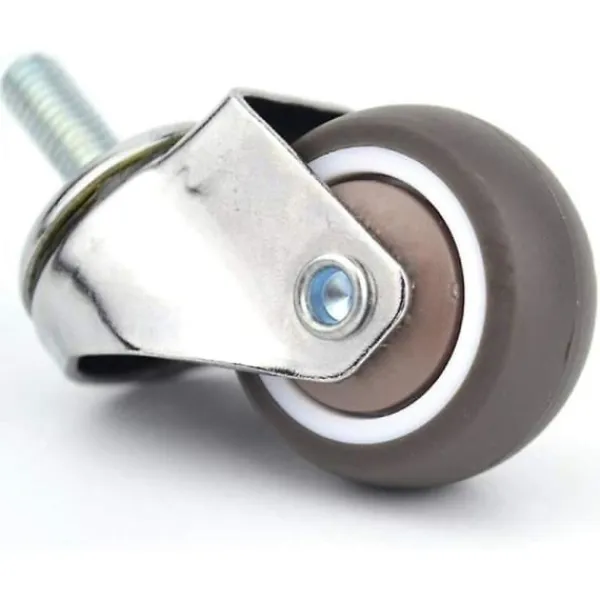 Småbord>Set med 4 svängbara möbelhjul - M6 X 15mm - Med 25mm gänga - Mjukt gummi - Tpe-gänga - Mini möbelhjul (25mm)