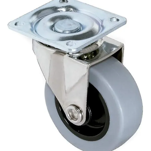 Pallar>Set med 4 Svänghjul för Möbel 50mm med Fästplatta och Kullager, Gummifärgade Hjul GråCO