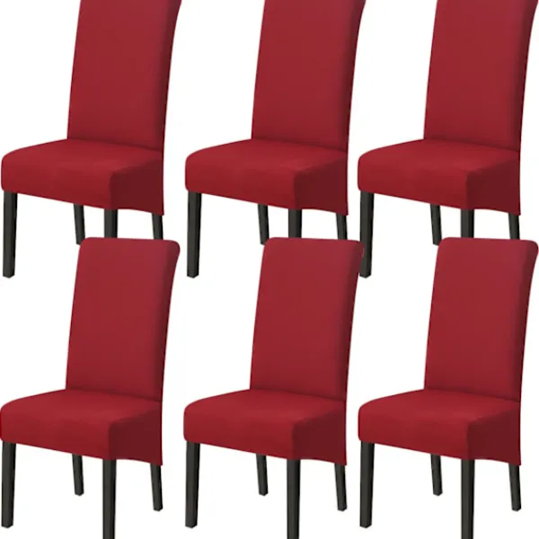 Stolar>Set med 6 XL Matstolsöverdrag, Stretchöverdrag för Stolar, Universal Tvättsbara Stora Stolsöverdrag, Lätt att Rengöra för Matrum