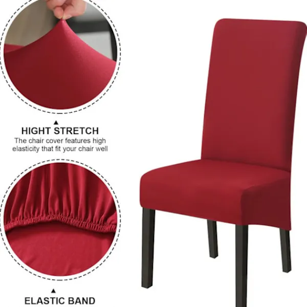 Stolar>Set med 6 XL Matstolsöverdrag, Stretchöverdrag för Stolar, Universal Tvättsbara Stora Stolsöverdrag, Lätt att Rengöra för Matrum