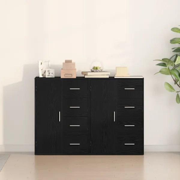 vidaXL Sideboards>Sideboard 2 pcs Svart Ek 60 x 31 x 84 cm Konstruerat trä