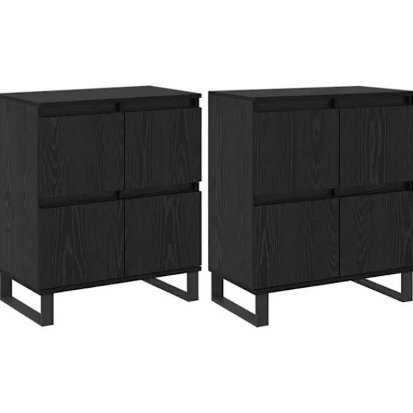 vidaXL Sideboards>Sideboard 2 pcs Svart Ek 60 x 35 x 70 cm