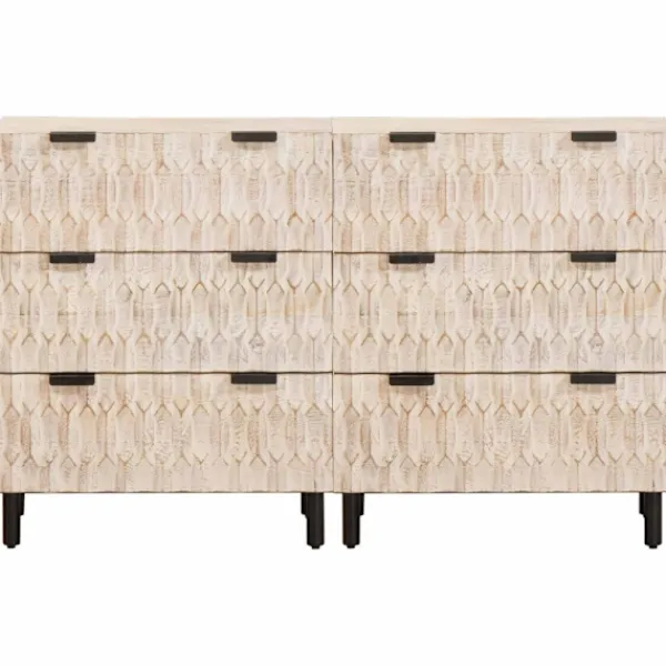 vidaXL Byråer>Sideboard 2 pcs Vit Tvätt Finish 60 x 33 x 75 cm