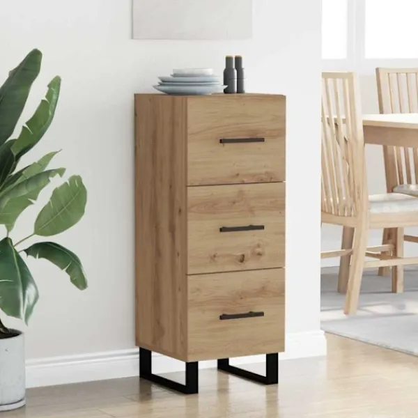 vidaXL Byråer>Sideboard Artisan Ek 34,5 x 34 x 90 cm Konstruerat trä och järn