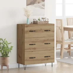 vidaXL Byråer>Sideboard Artisan Ek 69,5 x 34 x 90 cm Konstruerat trä och järn