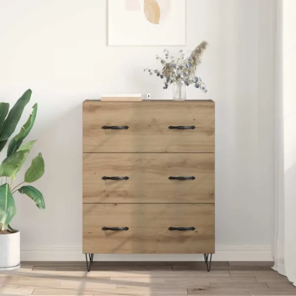 vidaXL Byråer>Sideboard Artisan Ek 69,5 x 34 x 90 cm Konstruerat trä och järn
