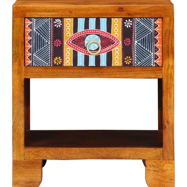 vidaXL Småbord>Sideboard Flerfärgsdesign 40 x 35 x 45 cm massivt akacia