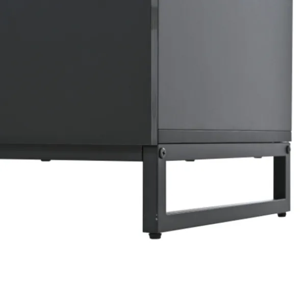 Byråer>Sideboard för vardagsrum 140x39,5x78,5 cm, byrå med 6 lådor, 3 metallben, högblank vit & svart, hög lastkapacitet