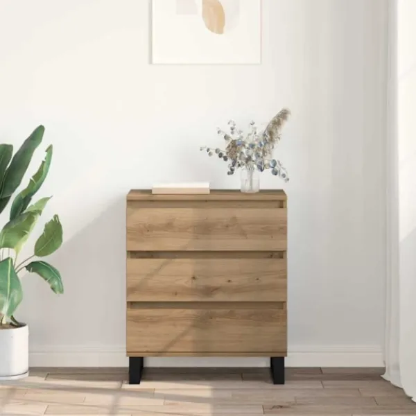 vidaXL Byråer>Sideboard med låda Artisan Ek 60 x 35 x 70 cm Konstruerat trä