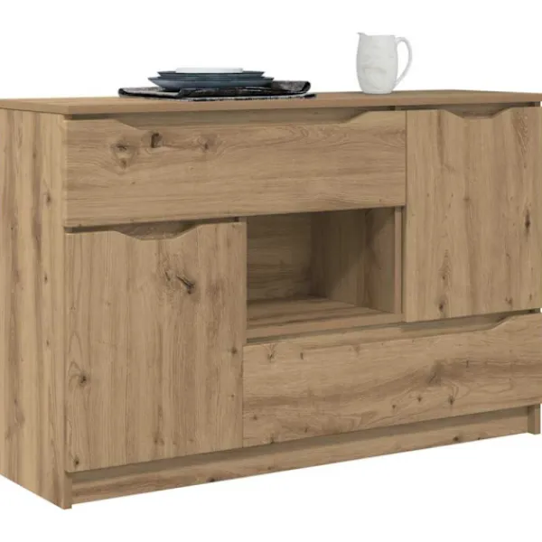 vidaXL Sideboards>Sideboard med låda Artisan Ek 100 x 30 x 65,6 Konstruerat trä