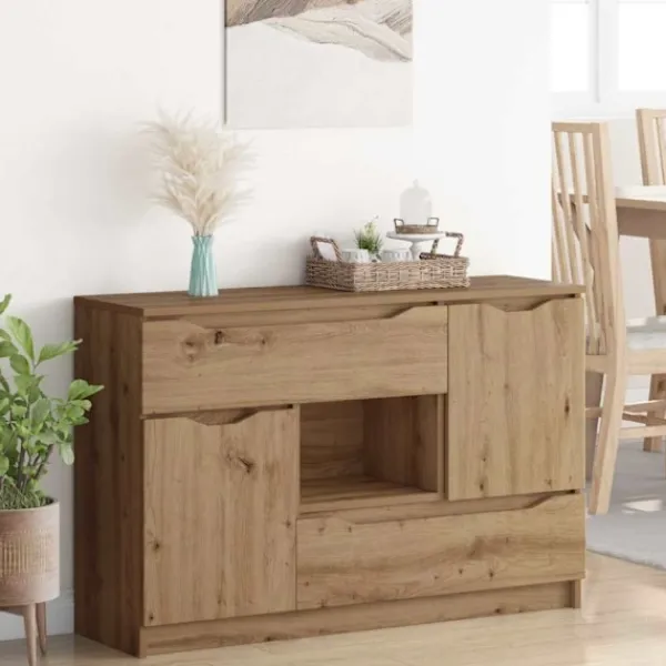 vidaXL Sideboards>Sideboard med låda Artisan Ek 100 x 30 x 65,6 Konstruerat trä