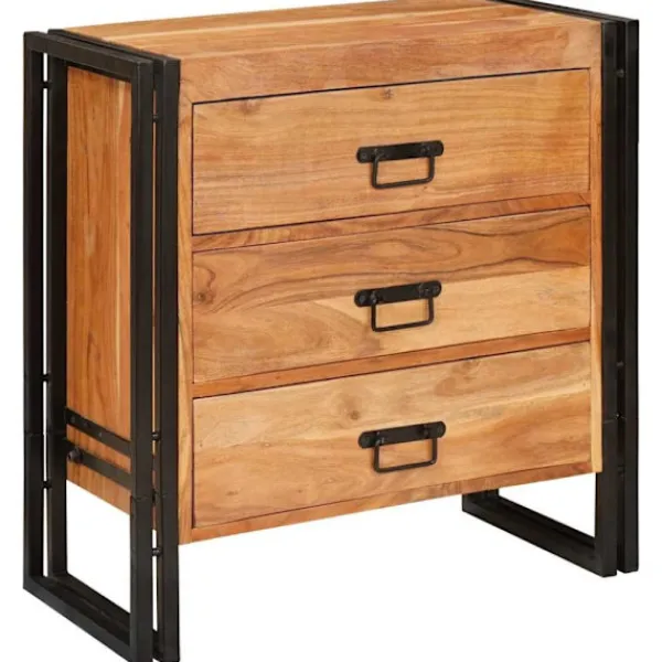 vidaXL Byråer>Sideboard med låda Brun 66 x 33 x 70 cm Massivt Akaciaträ