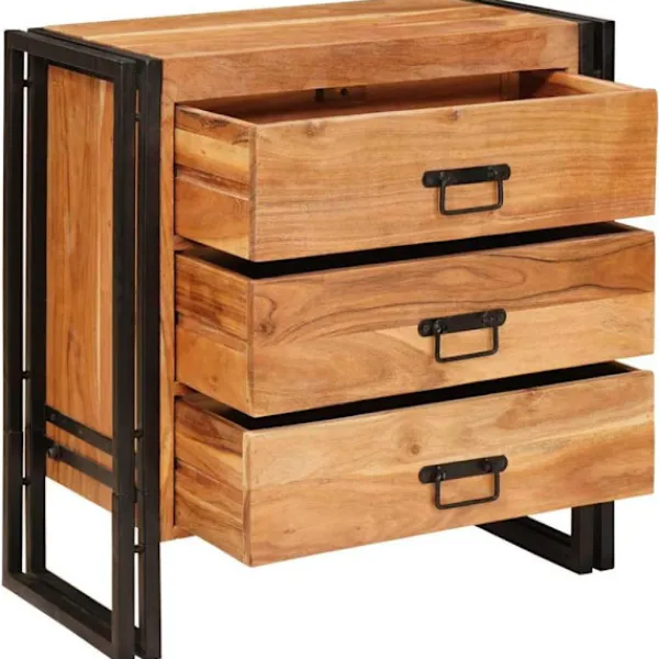 vidaXL Byråer>Sideboard med låda Brun 66 x 33 x 70 cm Massivt Akaciaträ