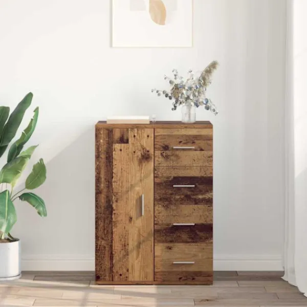 vidaXL Skåp>Sideboard med låda Gammalt trä 59 x 39 x 80 cm Konstruerat trä