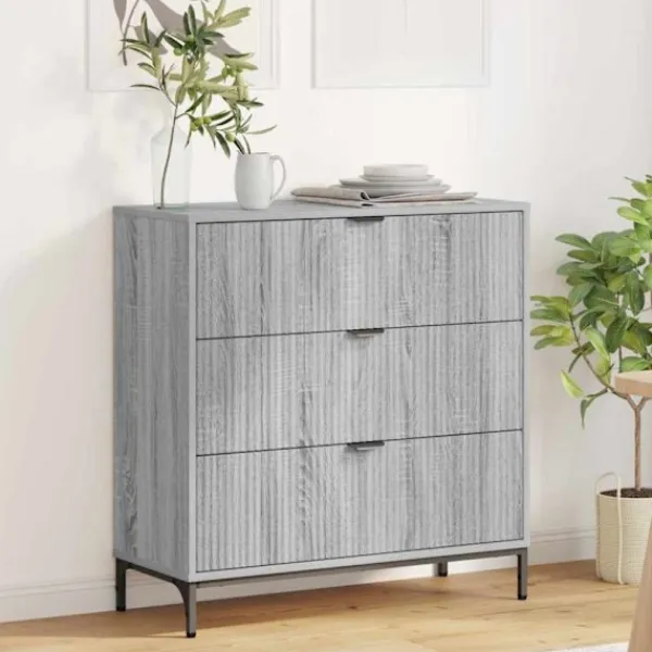 vidaXL Byråer>Sideboard med låda Grå Sonoma 79,5 x 33 x 82 cm Konstruerat trä