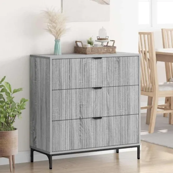 vidaXL Byråer>Sideboard med låda Grå Sonoma 79,5 x 33 x 82 cm Konstruerat trä