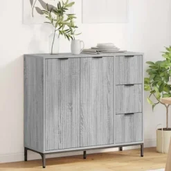 vidaXL Sideboards>Sideboard med låda Grå Sonoma 89,5 x 33 x 82 cm Konstruerat trä