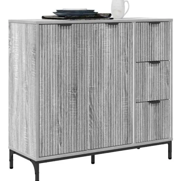 vidaXL Sideboards>Sideboard med låda Grå Sonoma 89,5 x 33 x 82 cm Konstruerat trä
