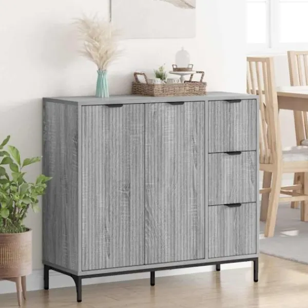 vidaXL Sideboards>Sideboard med låda Grå Sonoma 89,5 x 33 x 82 cm Konstruerat trä