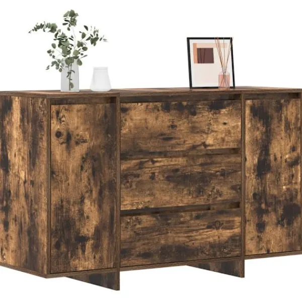 vidaXL Sideboards>Sideboard med låda Rökt ek 120 x 41 x 75 cm Konstruerat trä