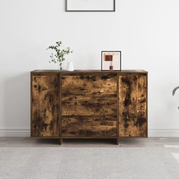 vidaXL Sideboards>Sideboard med låda Rökt ek 120 x 41 x 75 cm Konstruerat trä