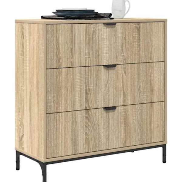 vidaXL Byråer>Sideboard med låda Sonoma-ek 79,5 x 33 x 82 cm Konstruerat trä