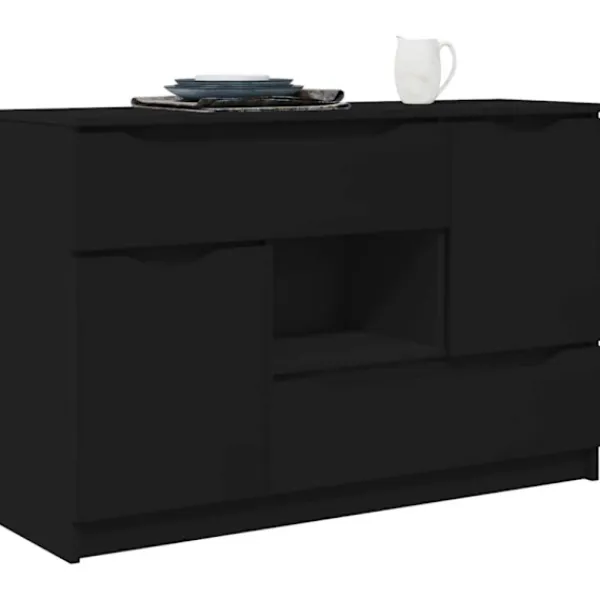 vidaXL Sideboards>Sideboard med låda Svart 100 x 30 x 65,6 Konstruerat trä