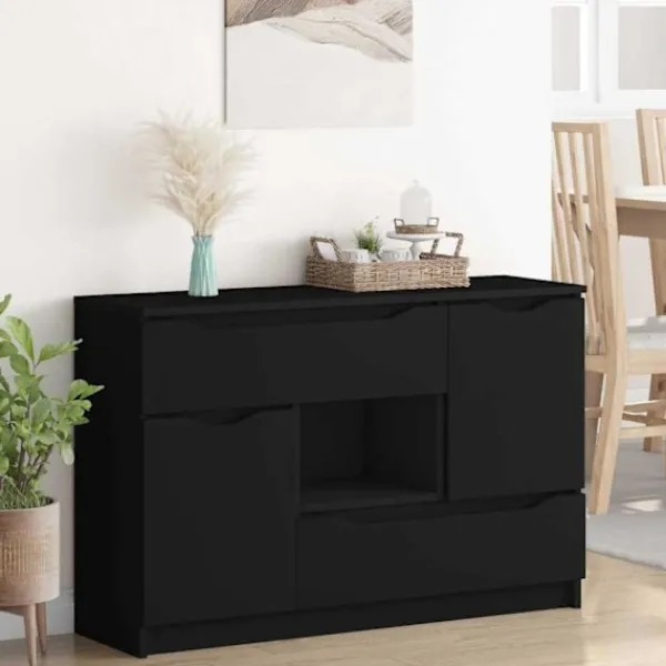 vidaXL Sideboards>Sideboard med låda Svart 100 x 30 x 65,6 Konstruerat trä