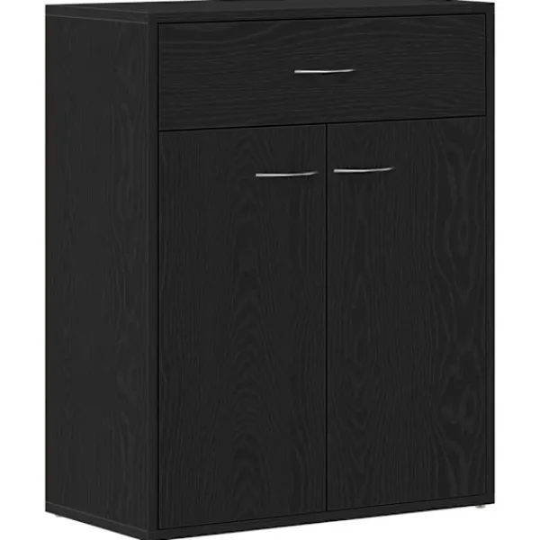 vidaXL Sideboards>Sideboard med låda Svart Ek 60 x 30 x 75 cm Konstruerat trä