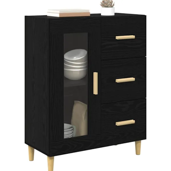vidaXL Sideboards>Sideboard med låda Svart Ek 69,5 x 34 x 90 cm Konstruerat trä